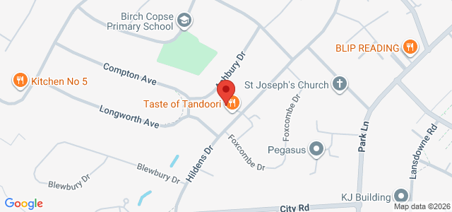 Map showing Taste of Tandoori in Tilehurst